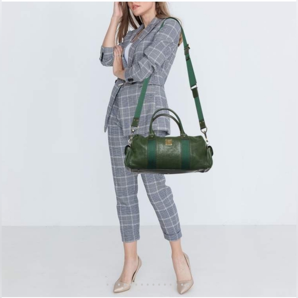 MCM Olive Green Leather Travel Bag - Picture 4 of 17